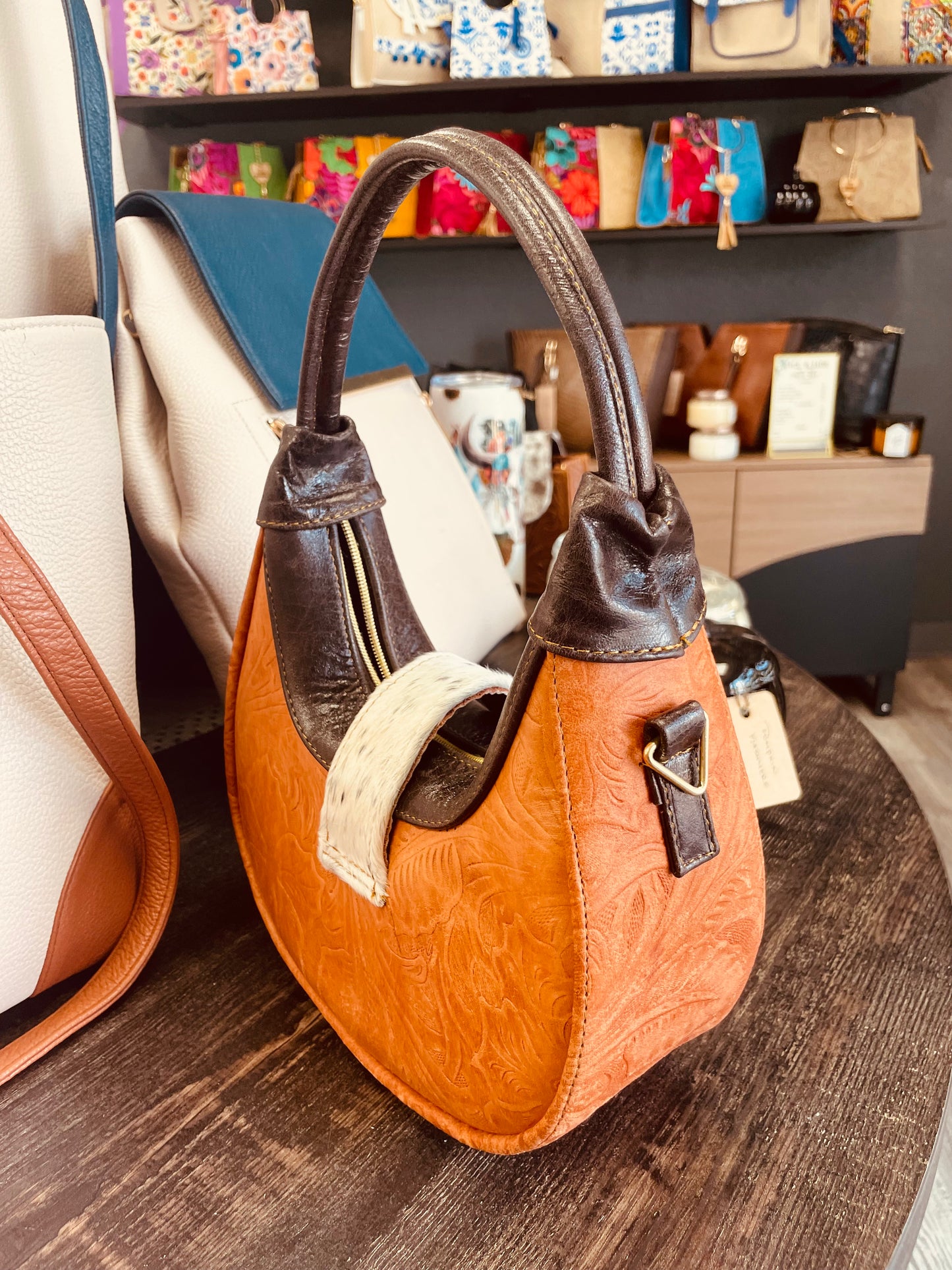 Western Moon Cowhide Bag, White
