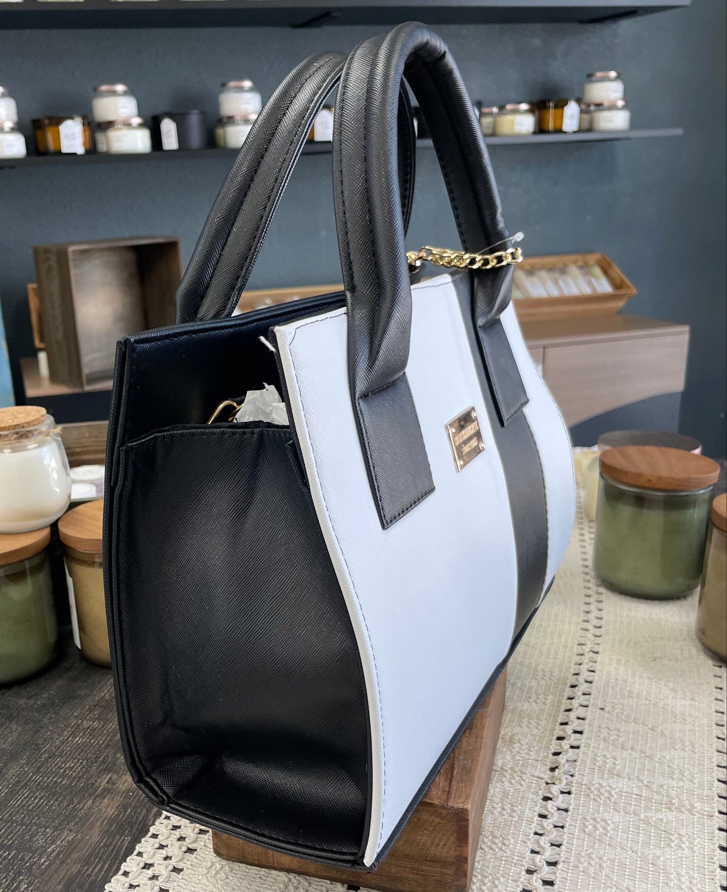 Monochrome Sol Tote – Black & White Jute Handbag