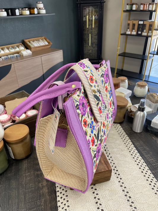 Florencia Jute Handbag, Lilac
