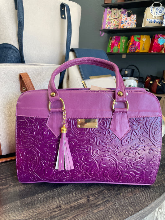 Luxury Embossed Calf Leather Handbag – Bugambilia Purple