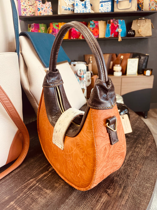 Western Moon Cowhide Bag, White