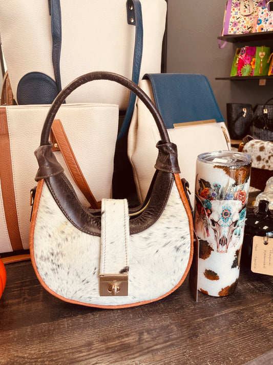 Western Moon Cowhide Bag, White