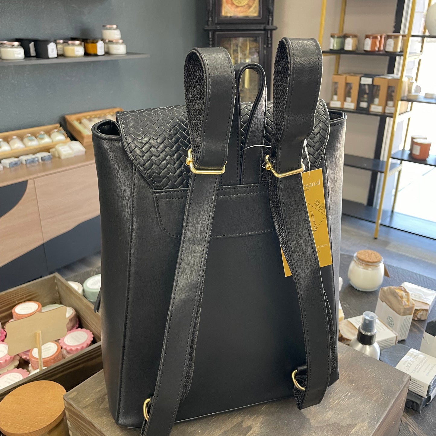 Floral Embossed Leather Backpack