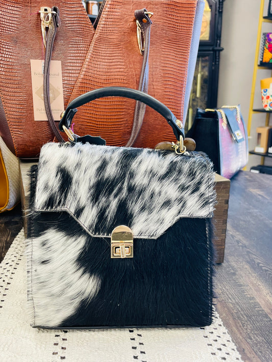 Black & White Cowhide Crossbody Bag